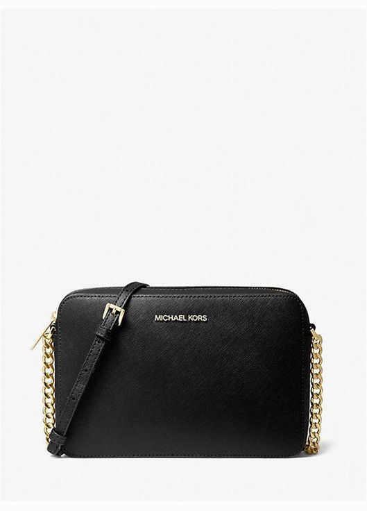 Сумка женская кросс-боди Jet Set Large Saffiano Leather черная (в подарочной упаковке) Michael Kors (302679289)