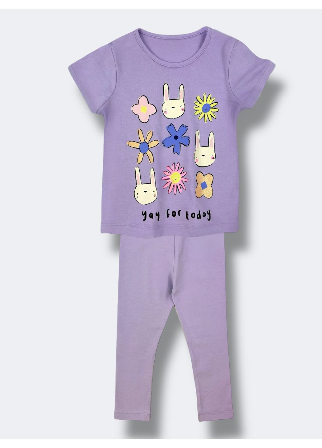 Комбинированный демисезонный комплект: футболка + леггинсы bunny/purple, размер. George 6996~01