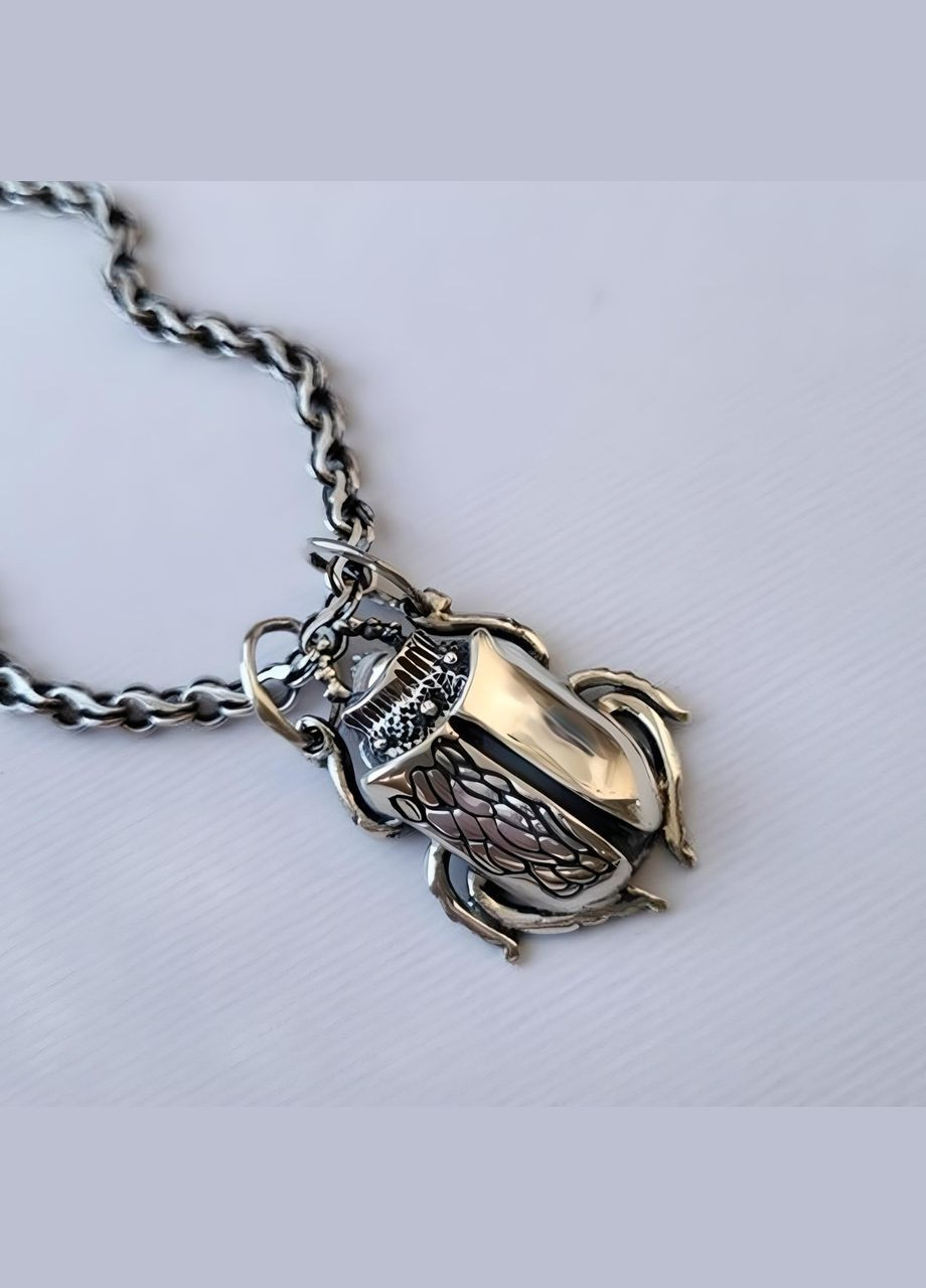 Серебряная подвеска кулон Скарабей без камней серебро 925 пробы Черненное 3186 5.40г No Brand (306742883)