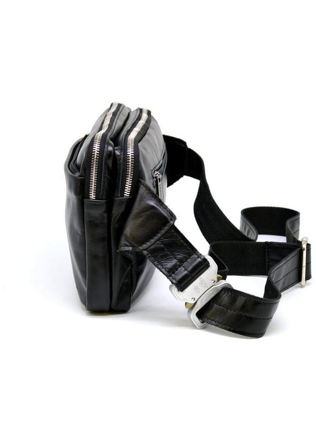 Сумка на пояс через плече чоловіча для телефону та документів шкіряна середня Чорний 35938 TARWA (337671227)