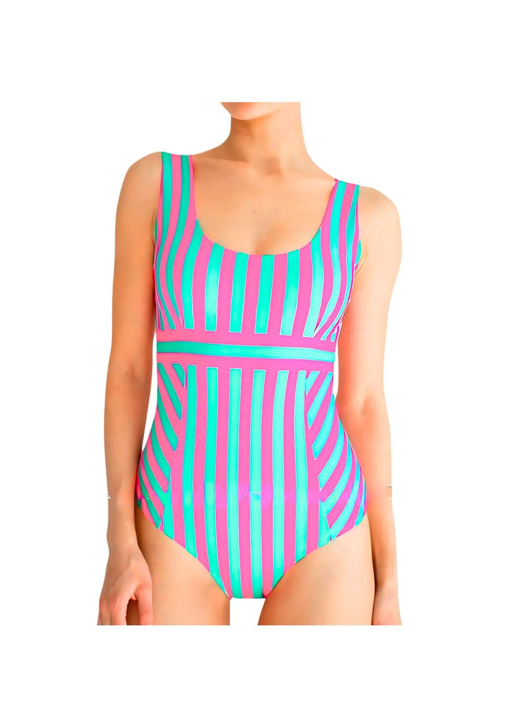 Розовый купальник сплошной розовый в полоску angela psw/1 Toccata