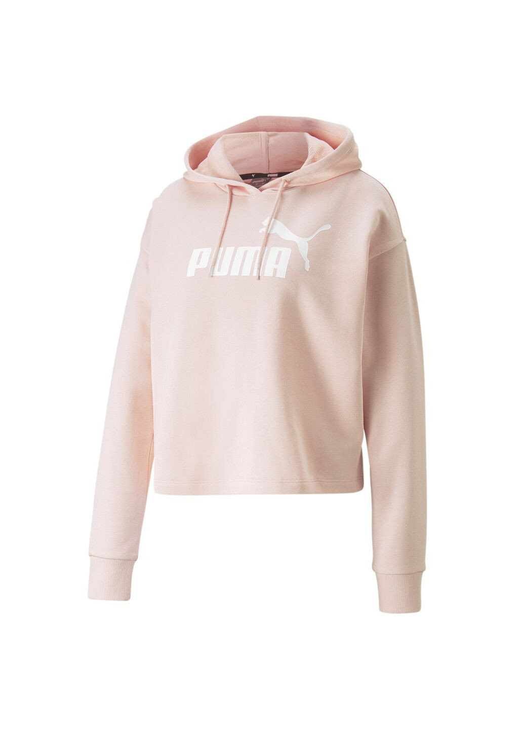 Толстовка Essentials Logo Cropped Women's Hoodie Puma - крой однотонный розовый спортивный хлопок, полиэстер - (278230498)