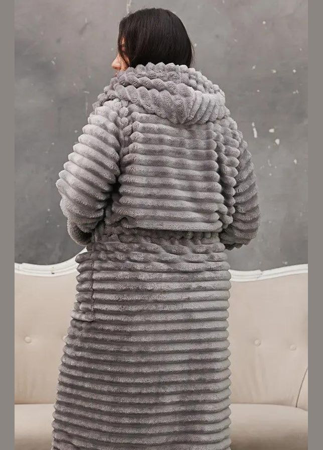 Банный махровый халат с капюшоном шарпей Серый (П4К-am-f-halat-002-02) No Brand (323161048)