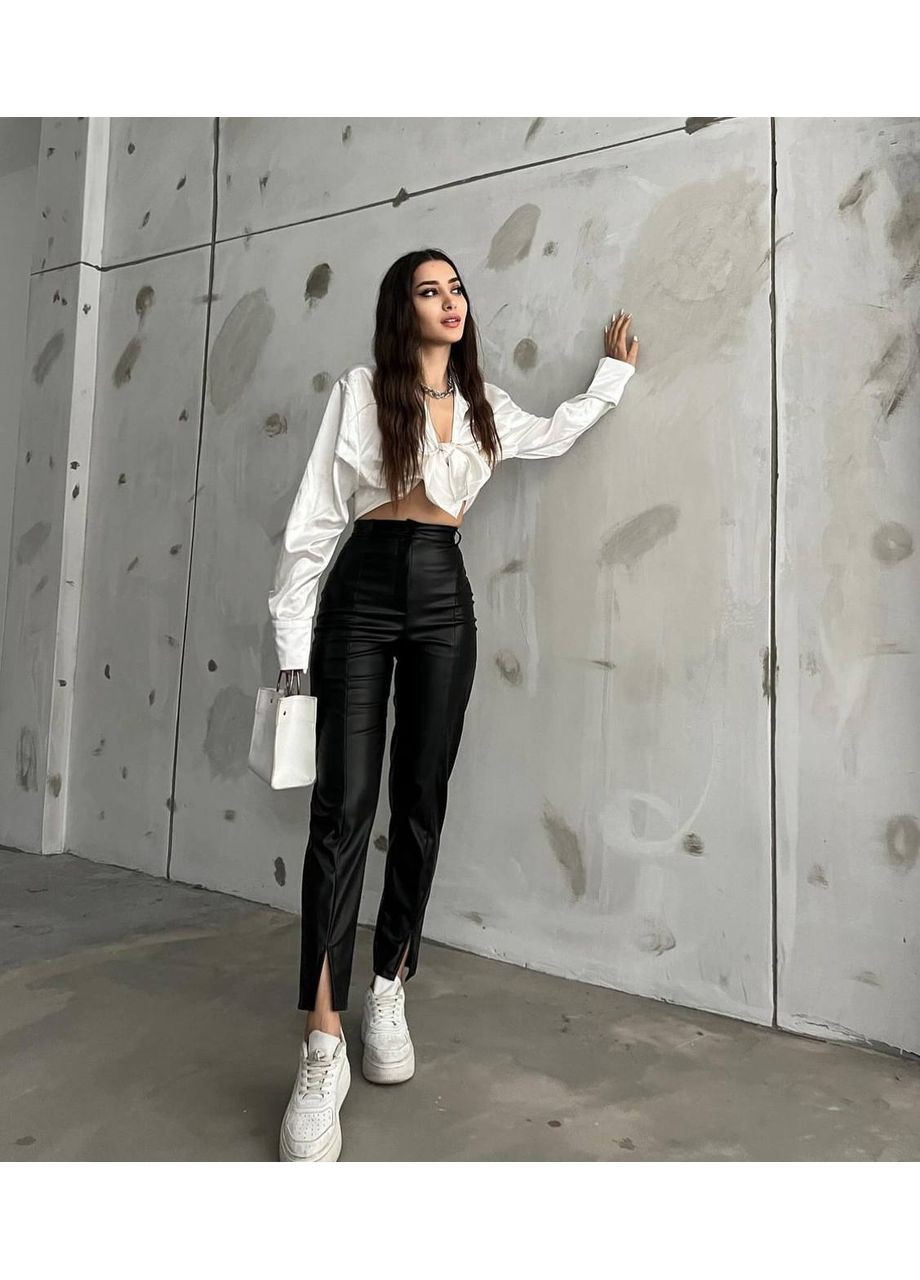 Женские кожаные брюки на флисе FINO Mode (361791048)