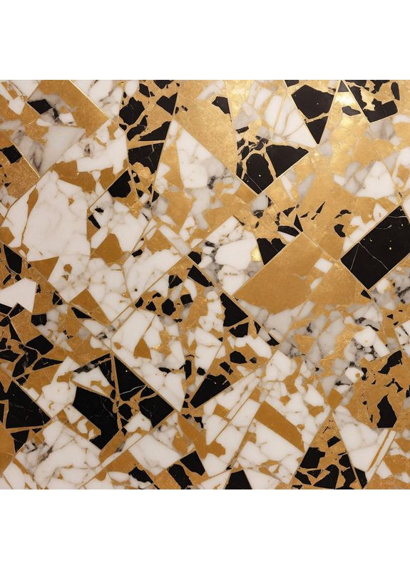 Виниловый фон для фотографии, мраморная мозаика чёрно-белая с золотыми вставками, 180x180 см, №551309 PhotoVinyl (354365476)