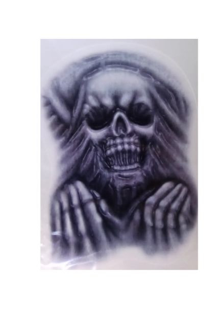 Наклейка для Хелловін на дзеркало Скелет 37 на 28 см сірий Jannet Наклейка (360920691)