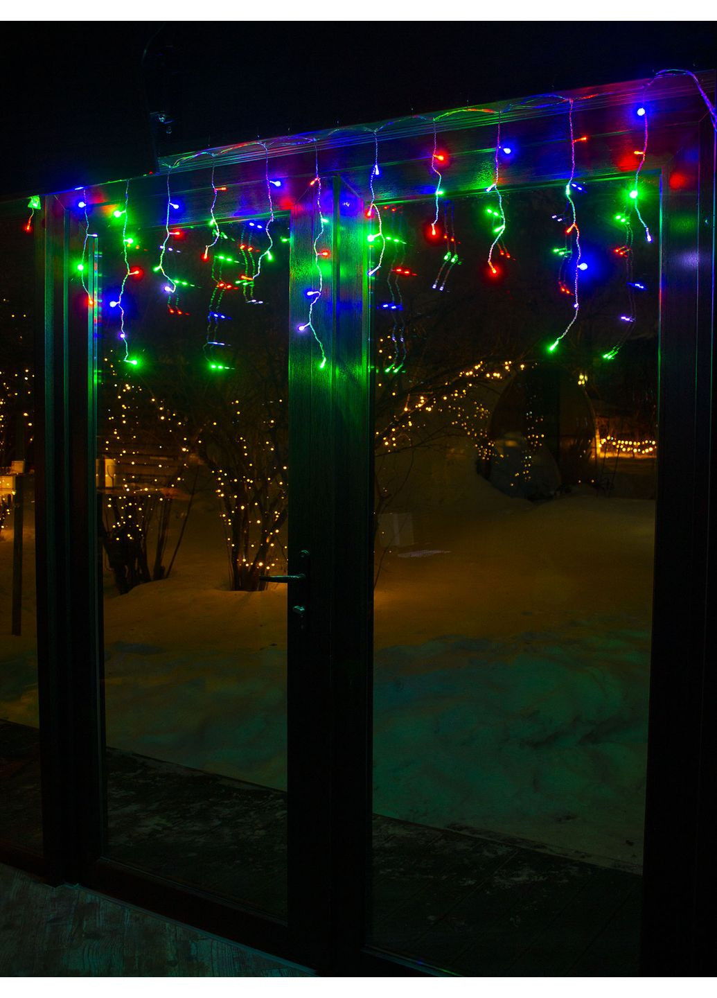 Светодиодная гирлянда Бахрома на окно Мульти 1,8 х 0,6 х 0,4 х 0,3 м 51 LED от сети прозрачный провод Laplandia (314893406)