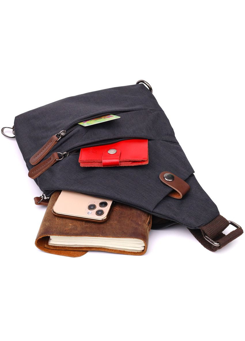 Сумка слинг мужская через плечо из черного текстиля 22196 Vintage (362418522)