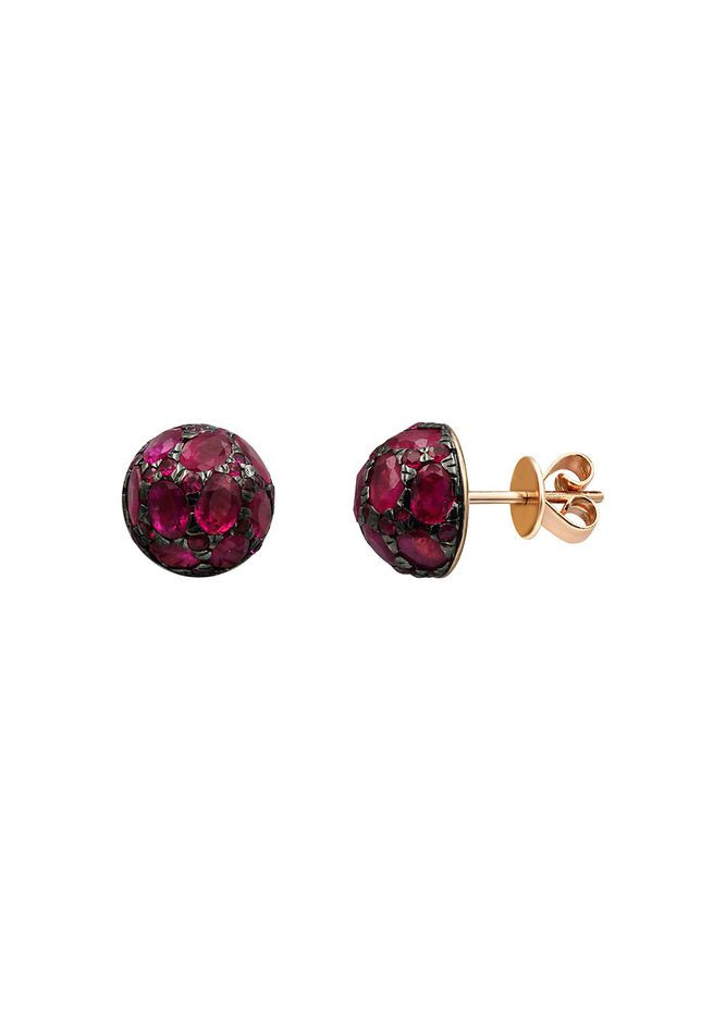 Серьги из розового золота с бриллиантами и рубинами Zarina (278586127)