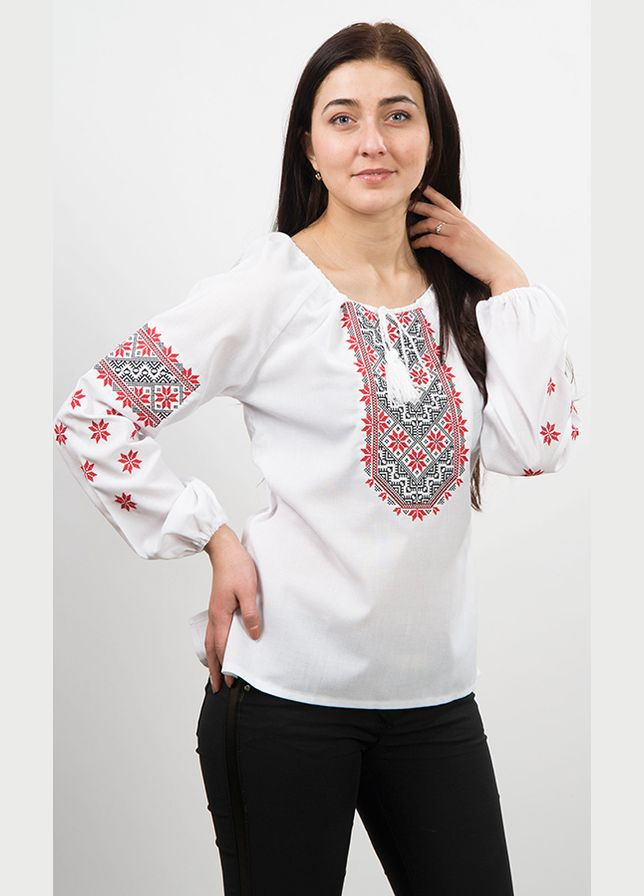 Біла вишиванка жіноча vishivano4ka 516-2 візерунок геометричний бавовна (305849607)