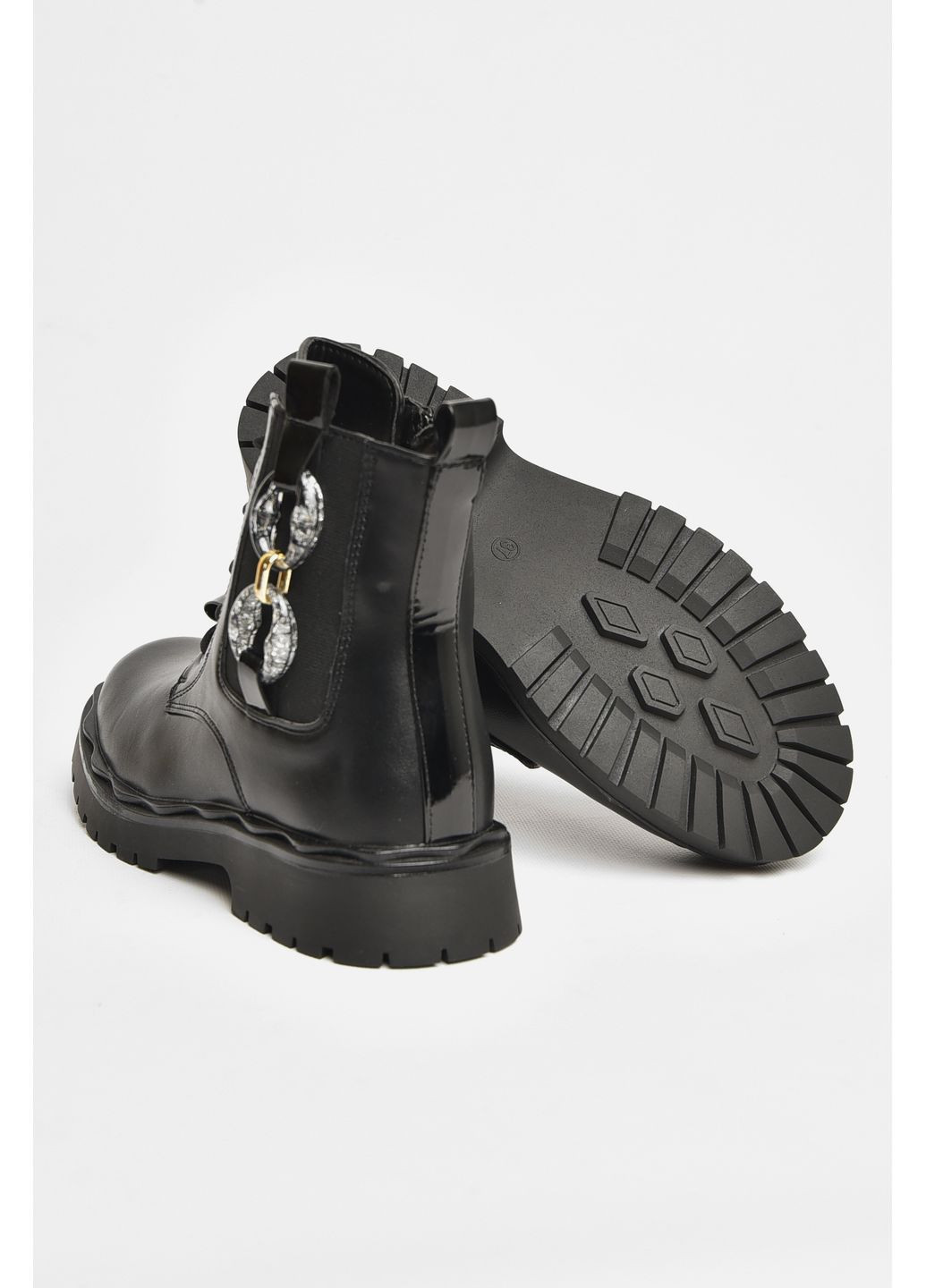 Черные кэжуал зимние ботинки детские для девочки черного цвета зимние Let's Shop