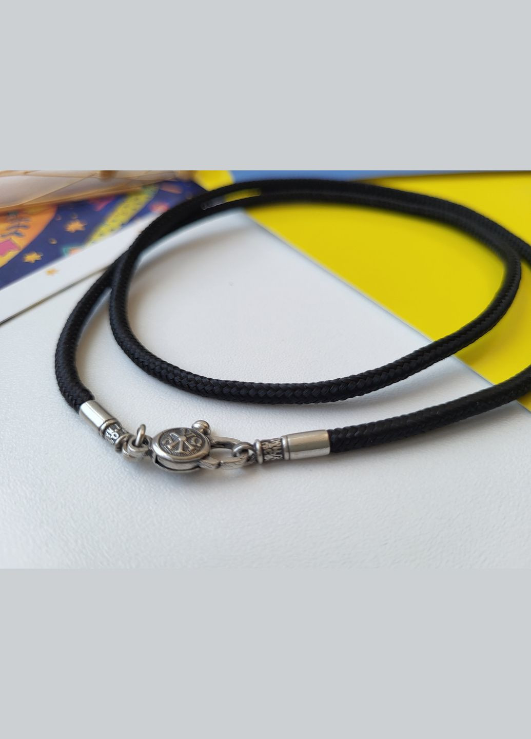 Ювелірний чорний шовковий шнурок см срібло 925 проби чорнене 3 мм (АРТ.1451ч) 3.20г No Brand (306854716)