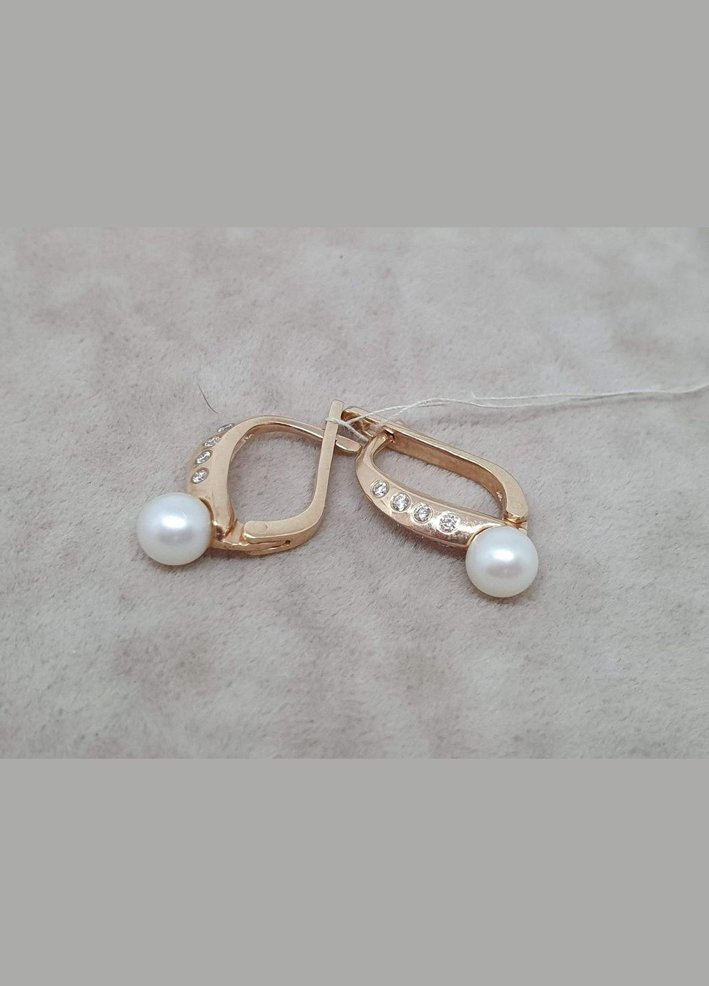 Золоті сережки з діамантами і перлами. Артикул 702090 No Brand (337171878)