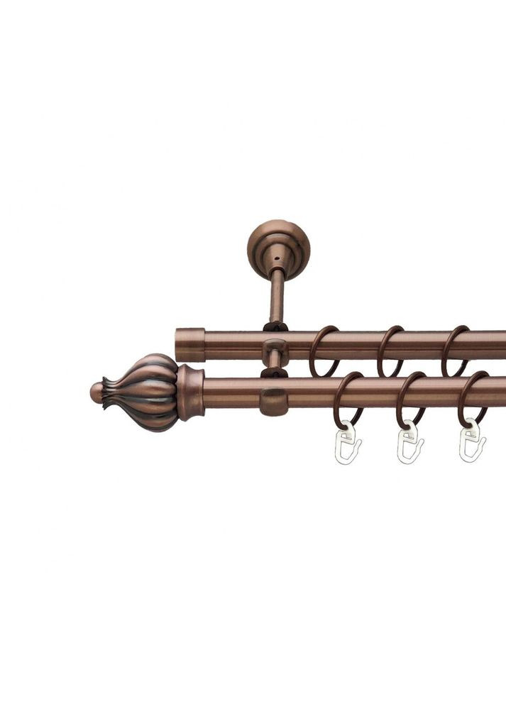 Карниз Таджа металевий дворядний відкритий гладка труба Мідь 19\19 мм 160 см (00-00012128) ORVIT (300283378)
