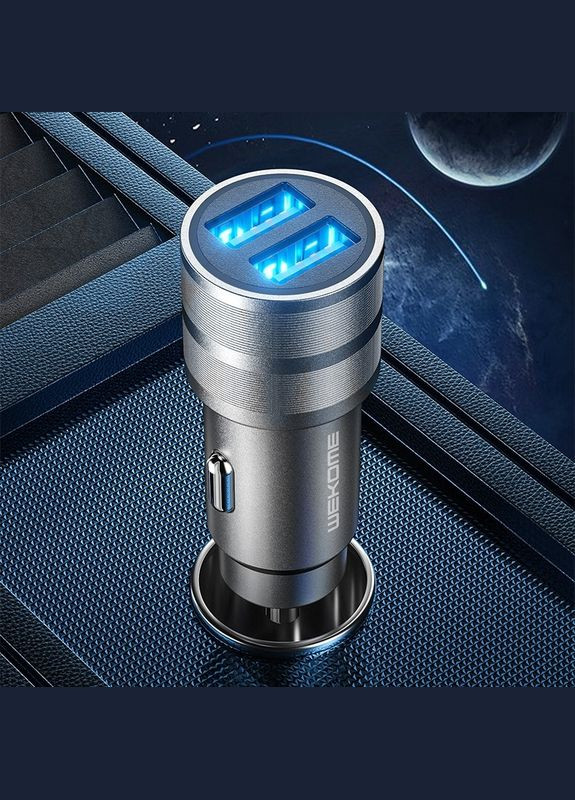 Авто зарядное устройство WP-C32 2 USB 2.4А Темно-Серый WK (340132511)