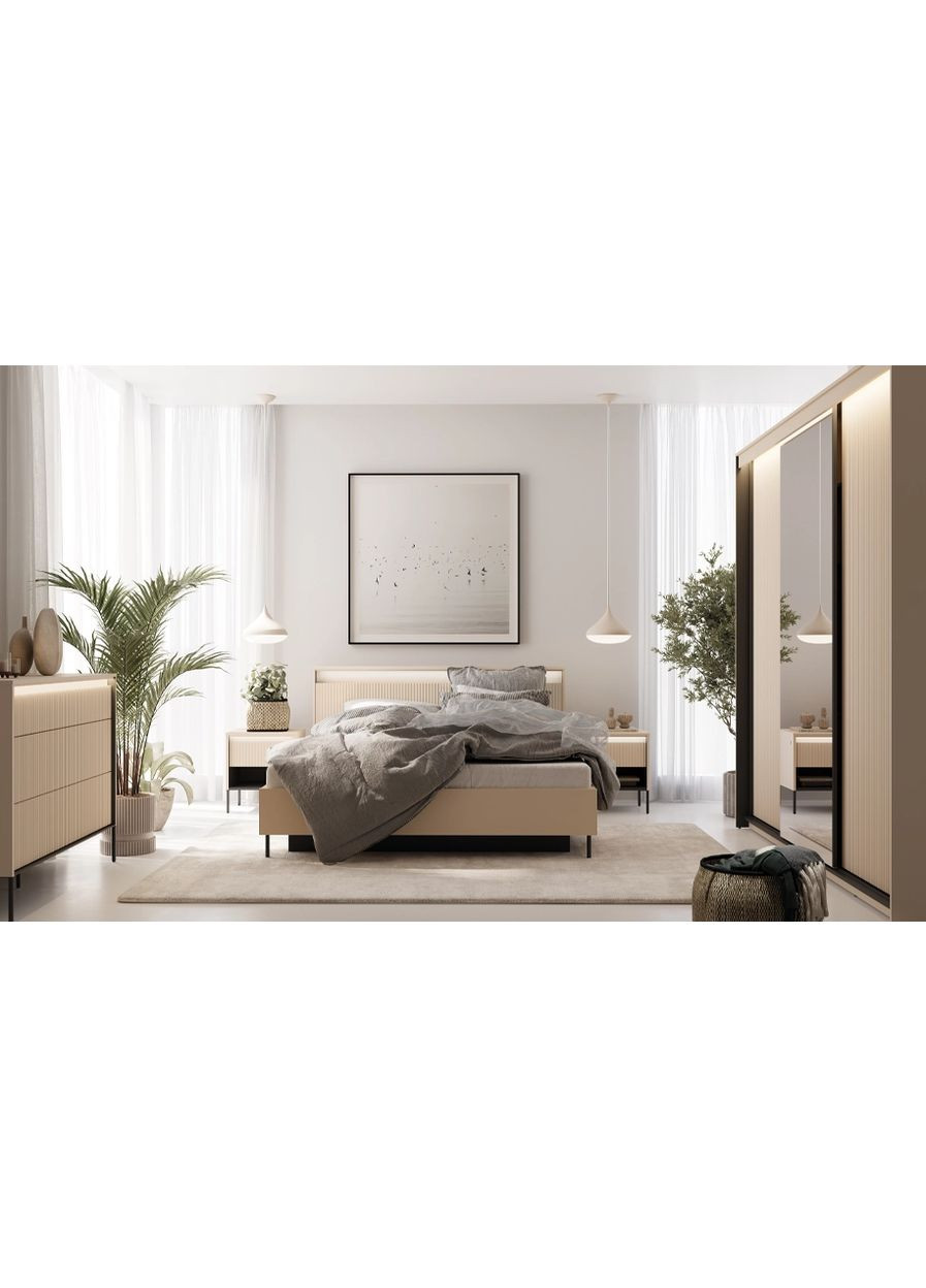 Шкаф-купе 3д Trend TS-02 с зеркалом и подсветкой бежевый LENART (364193864)