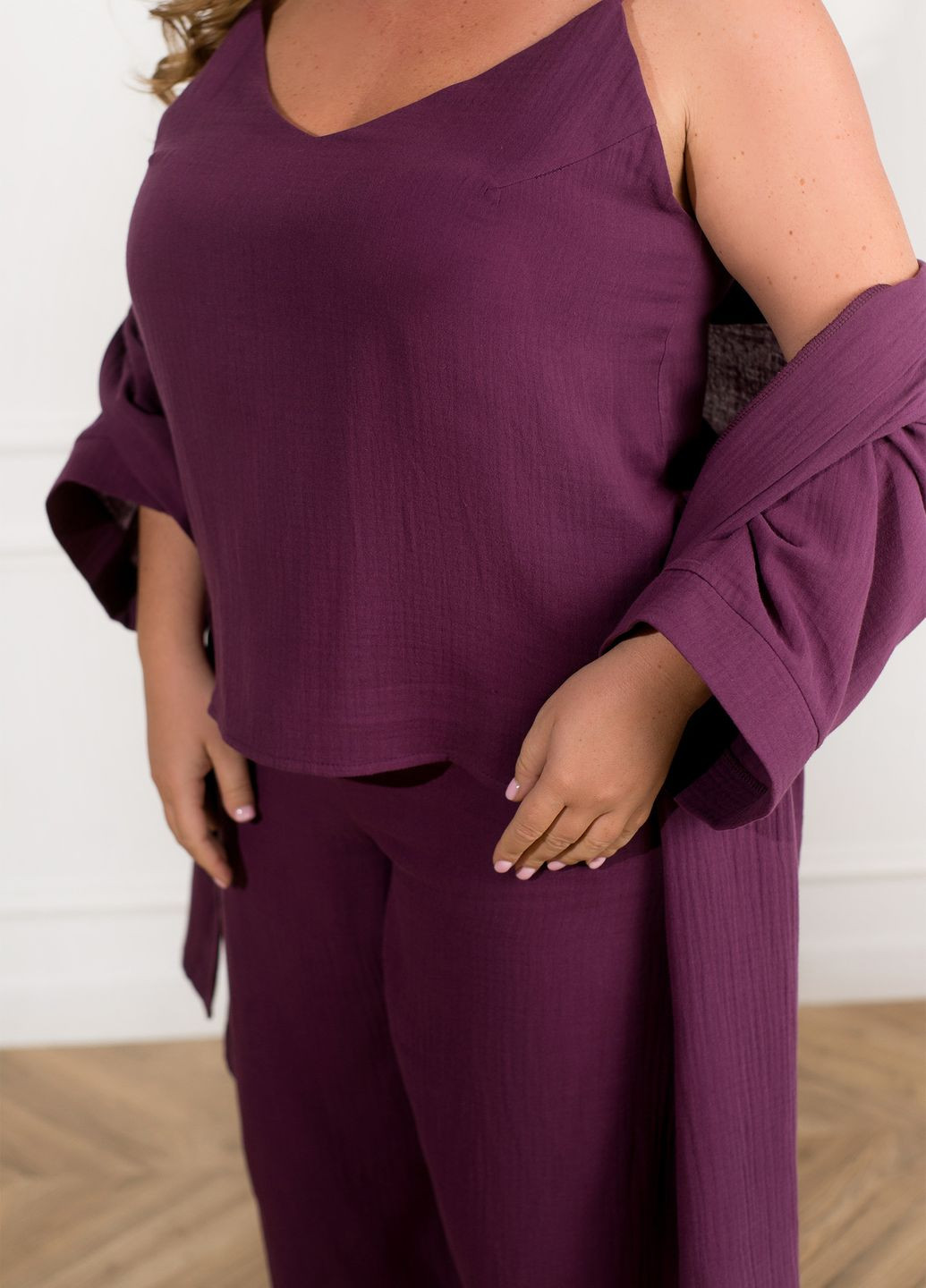 Фиолетовый демисезонный домашний комплект тройка No Brand