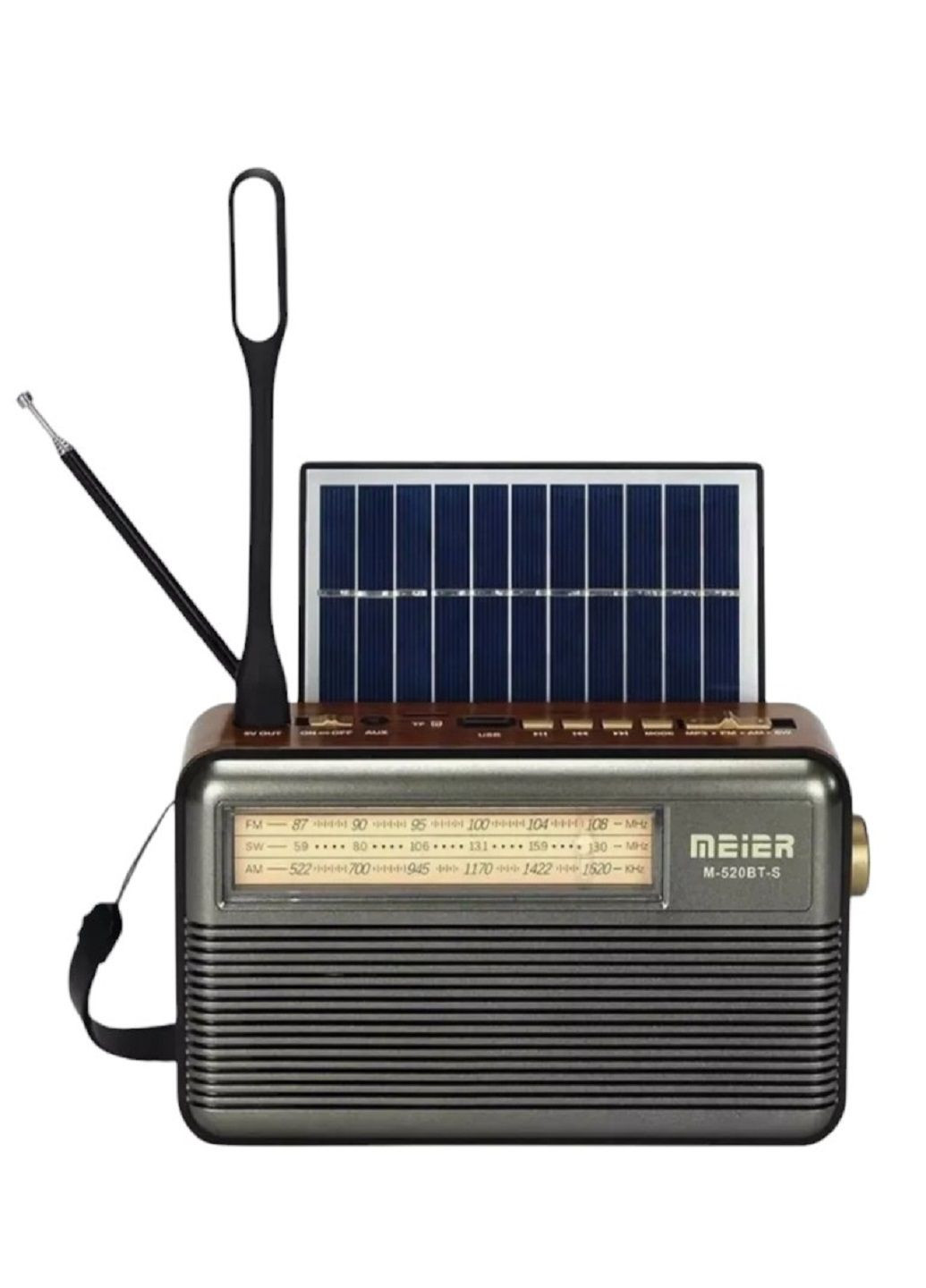 Радіоприймач портативний Meier M 520 радіо на акумуляторі з сонячною панеллю Сірий VTech (319205429)