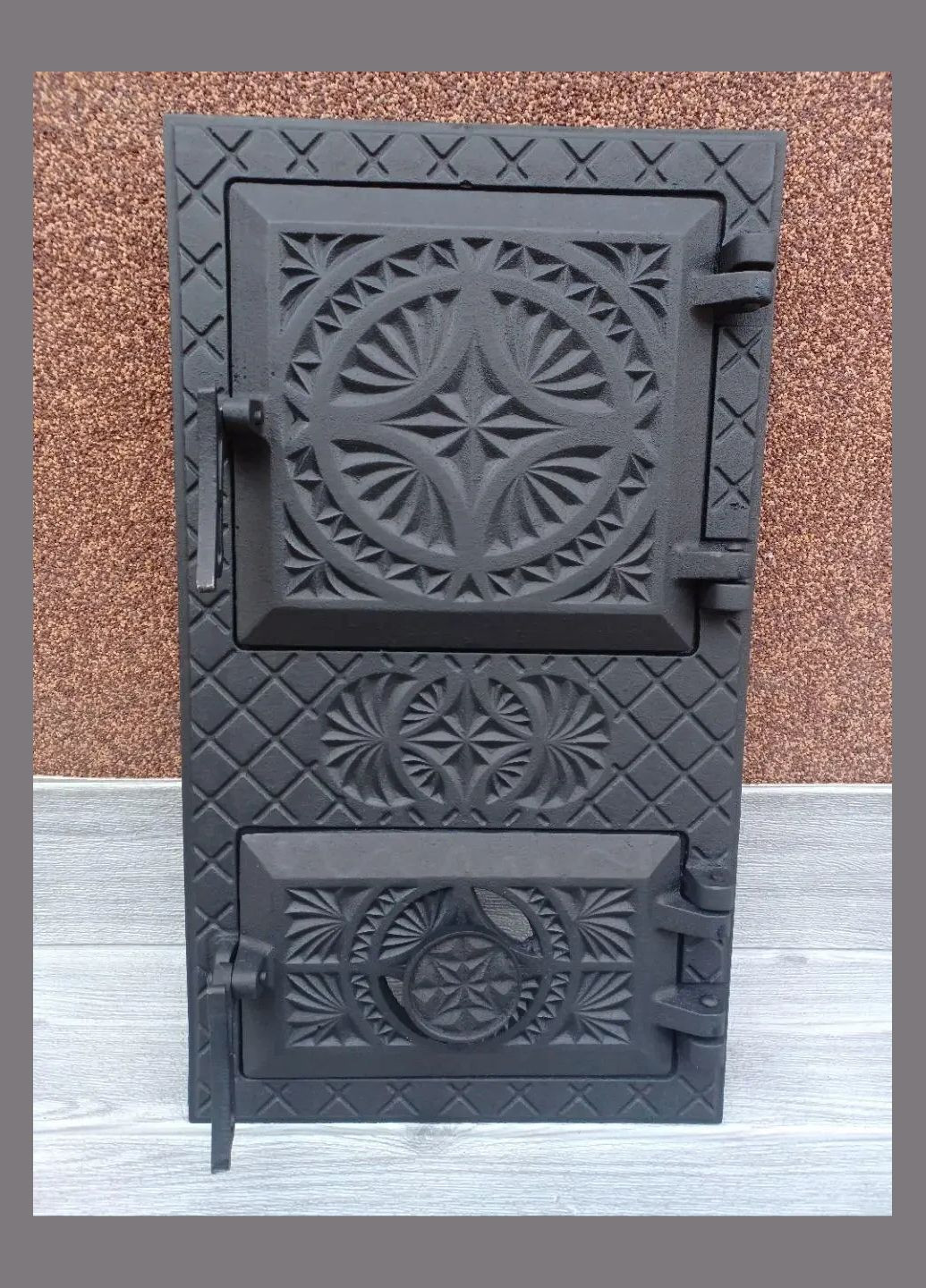 Дверцы спаренные топочные/поддувательные чугунные "Виктория" 505х290 мм и регулировкой поддува. Дверцы для печи и барбекю. Булат (317592330)