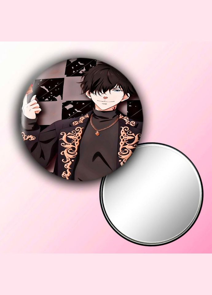 Зеркальце косметическое карманное Аниме Рон Камонохаси - невменяемый детектив #0004 с рисунком круглый 56 мм No Brand (309158731)