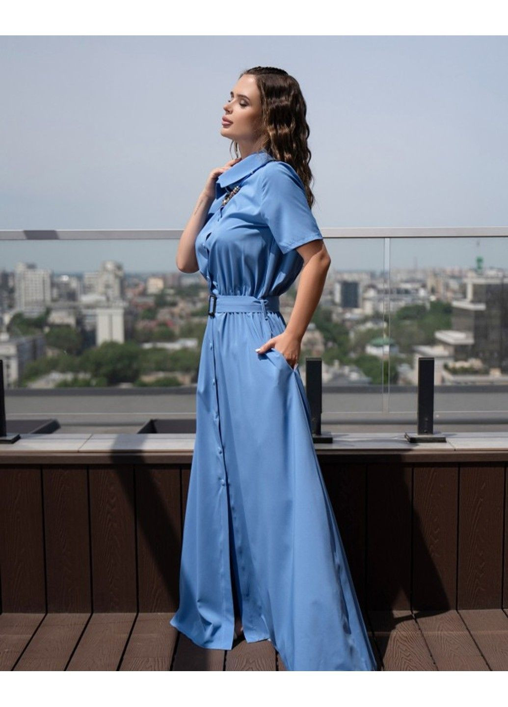 Голубое повседневный платья 14089 голубой ISSA PLUS