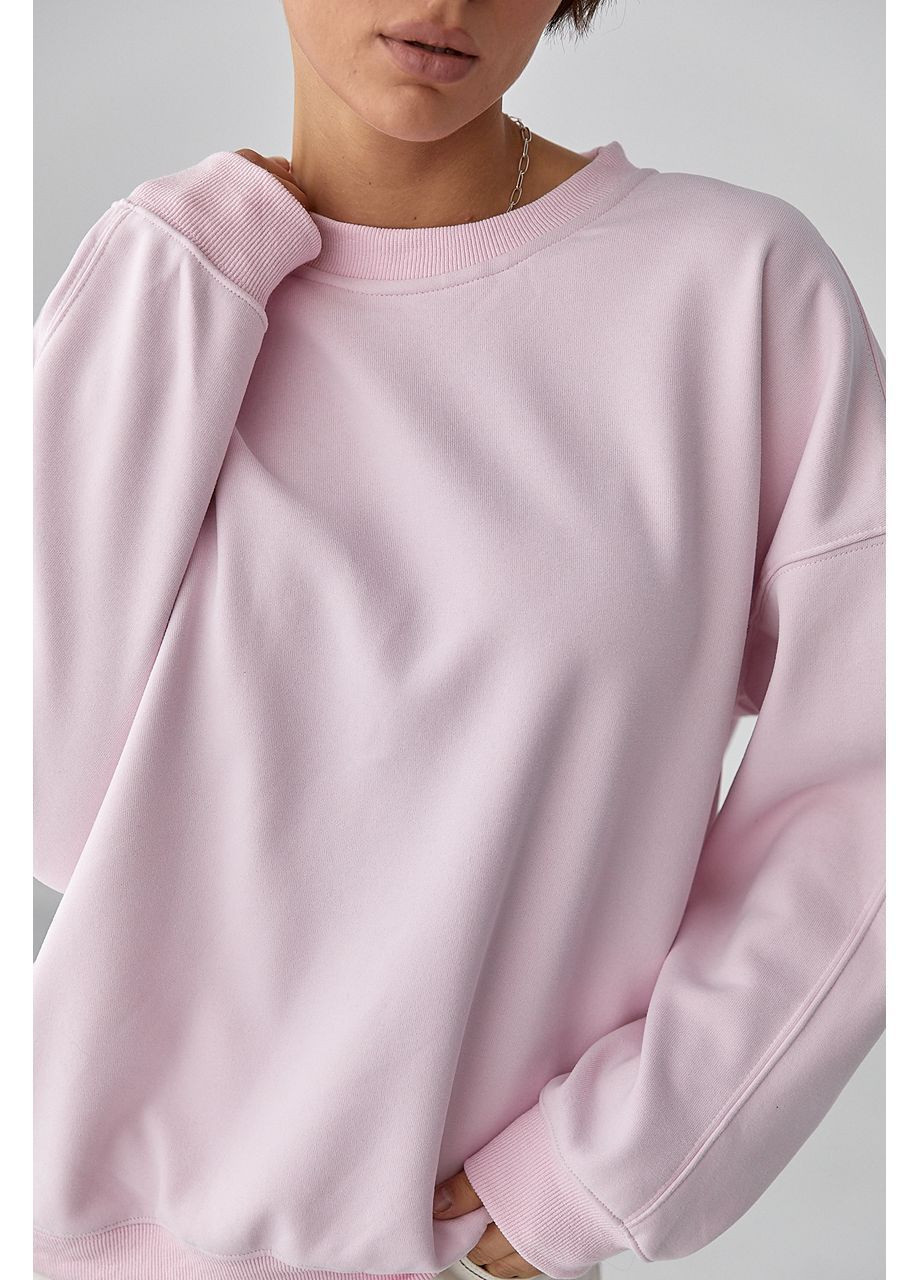 Розовый однотонный свитшот с плюшевым начесом - розовый цвет Lurex (364967929)