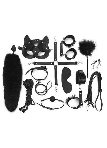 Набір Maxi BDSM Set Leather, 13 предметів, натуральна шкіра, Чорний Art of Sex (371389543)