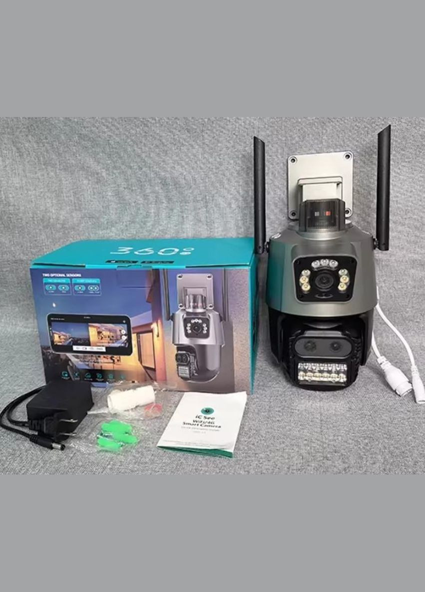 Камера видеонаблюдения уличная P11-QQ9 Camera поворотная Wi-Fi 2,4 ГГц 9MP черный (2390000025) No Brand (341679337)