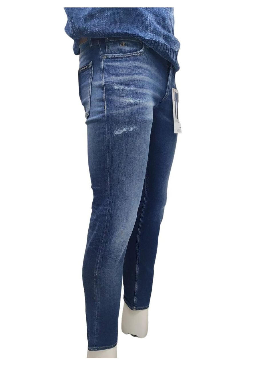 Комбинированные демисезонные мужские джинсы calvin klein, зауженные, светло-синие, размер w30/l32 ckj026 slim fit Calvin Klein Jeans