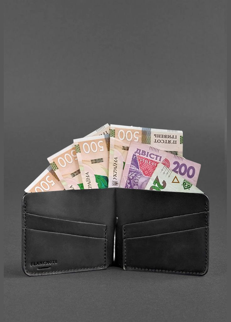 Кожаное портмоне 4.4 (с зажимом) чёрный Crazy Horse (A-028061) BlankNote (328444963)