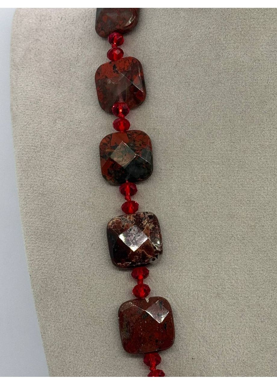 Ожерелье из яшмы 17*17 мм 45 см Красный No Brand (363829981)