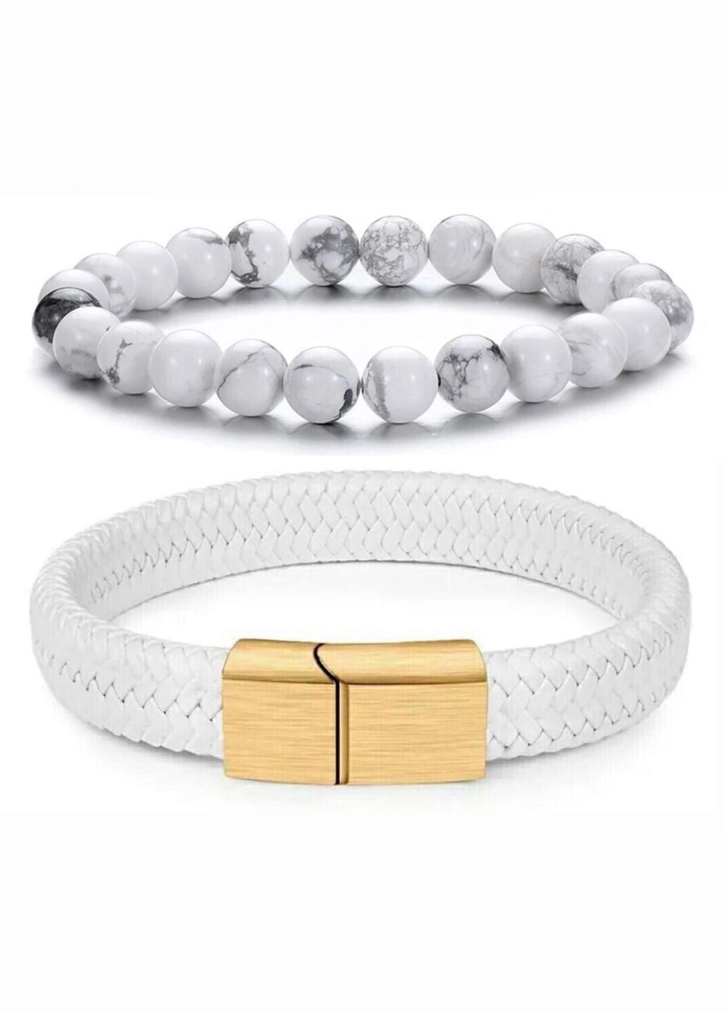 Комплект браслетів зі шкіри із застібкою золотого кольору та кахолонгу (12059) Hemst (301071062)