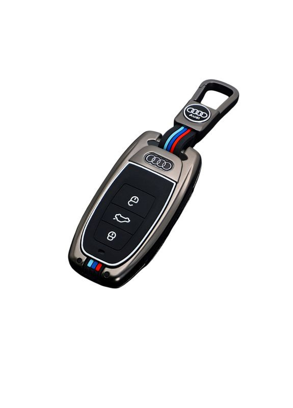 Чохол ключа матовий графіт з декоративними смужками+карабін (металевий) Audi (369610688)