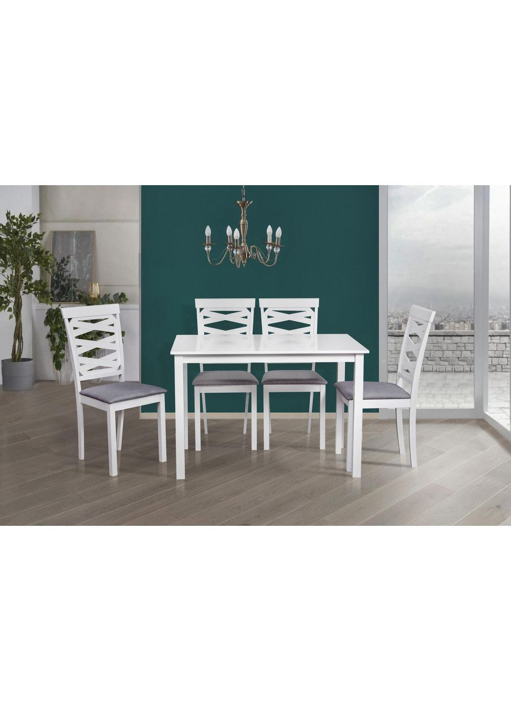 Комплект кухонний Стіл + 4 стільці BROOKLIN Білий 857503-02 857503 Comfort Line (355467956)