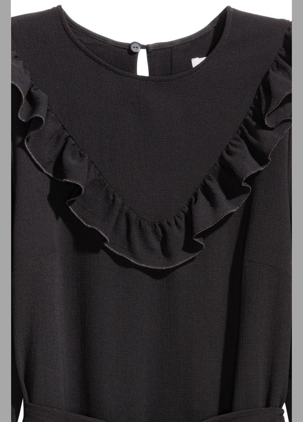 Чорна повсякденний, кежуал плаття без пояса для жінки 0410315-4 32(xs) чорний H&M однотонна