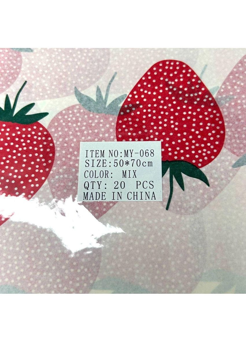 Пакувальний папір тіш'ю 50х70 см, 20 аркушів - полуничка Plus-plus (352746859)