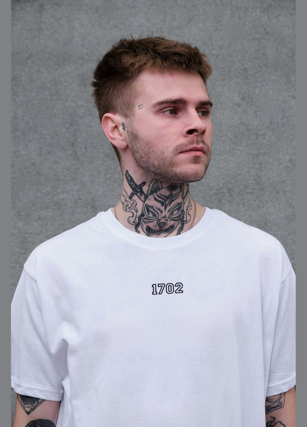 Белая мужская оверсайз футболка с принтом dimension white Without