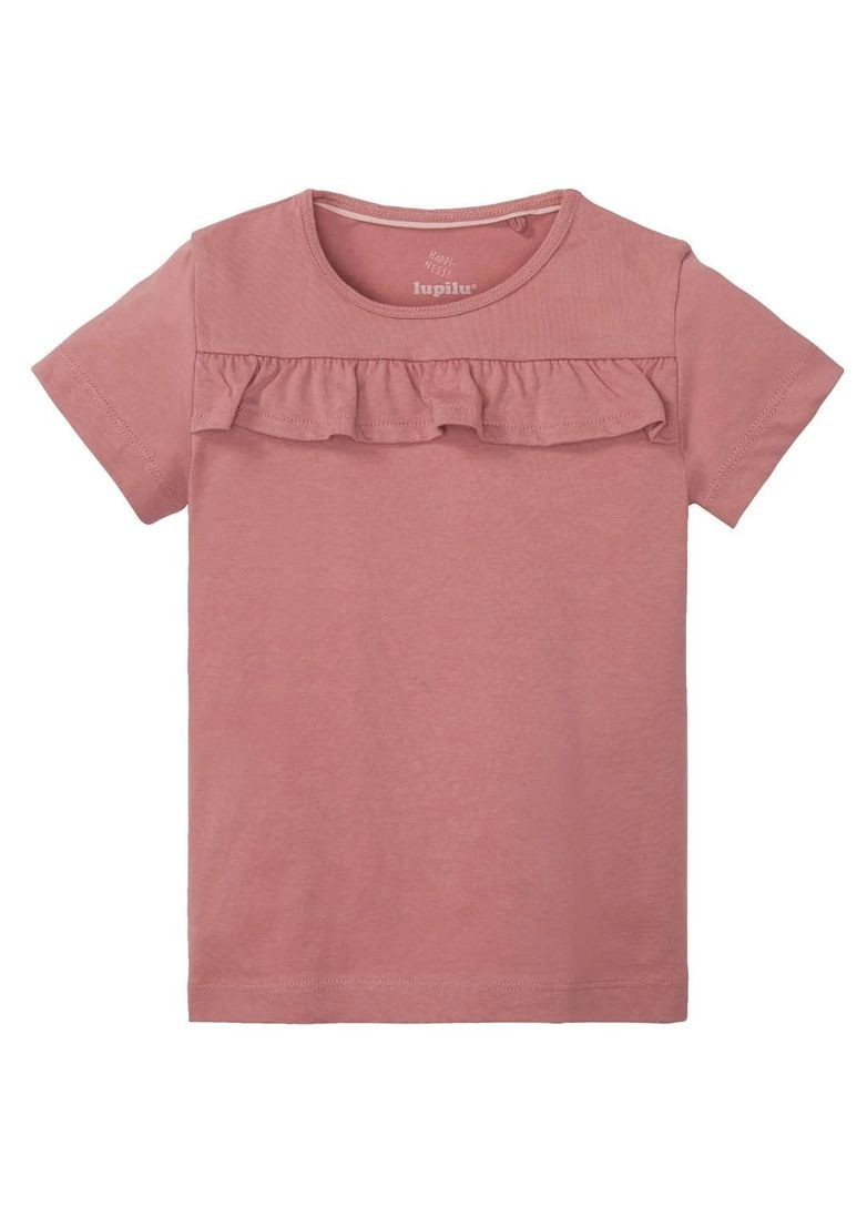 Рожева демісезонна футболка бавовняна з оборками для дівчинки 327673 рожевий Lupilu