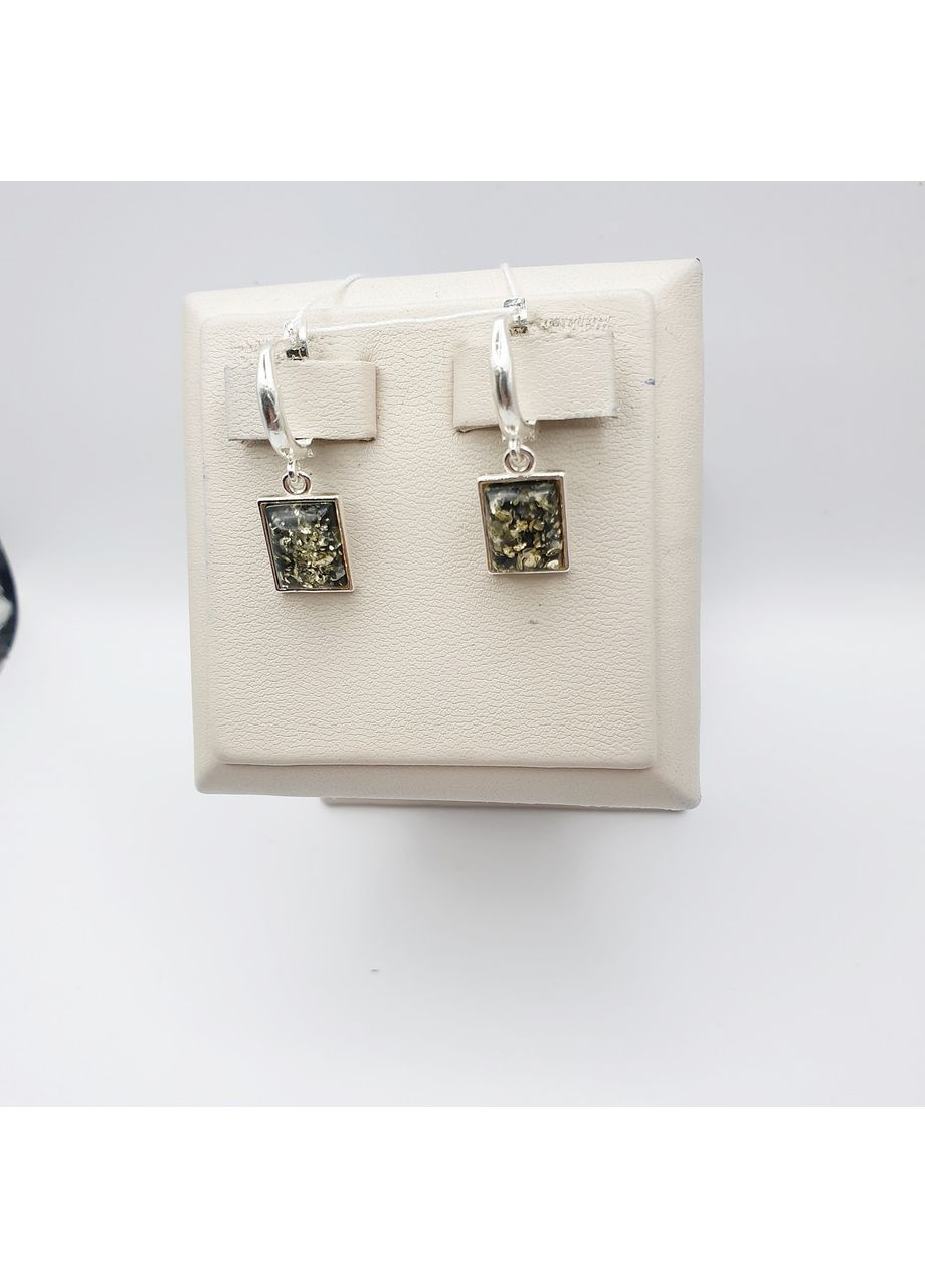 Серьги-гвоздики серебряные с янтарем 3,53 г No Brand (369737591)