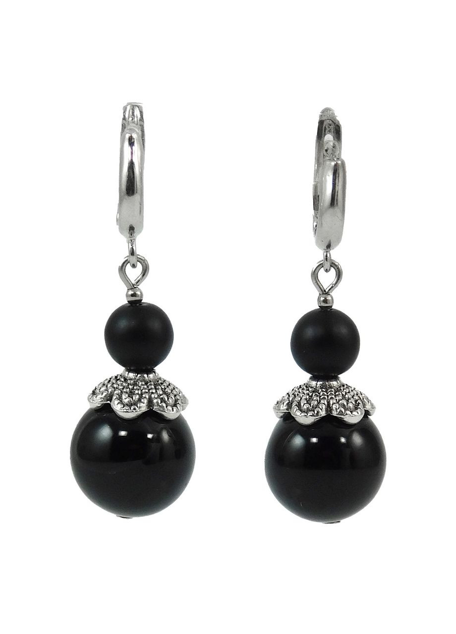 Серьги "Ночная сила" Агат, Шунгит имитация 13.10.28.1328 Fursa fashion (322017008)