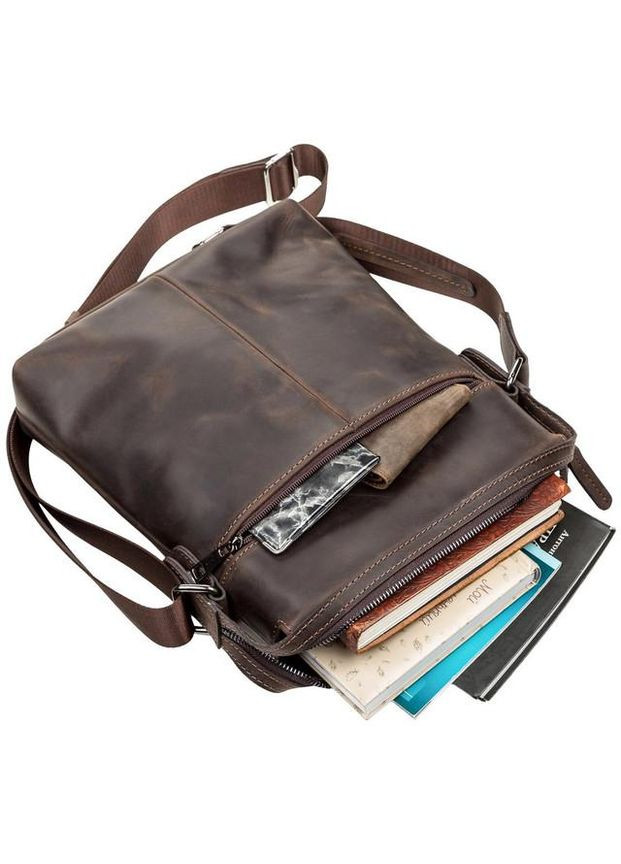 Сумка планшет через плечо мужская из натуральной кожи средняя Коричневый 36705 Shvigel (353689958)