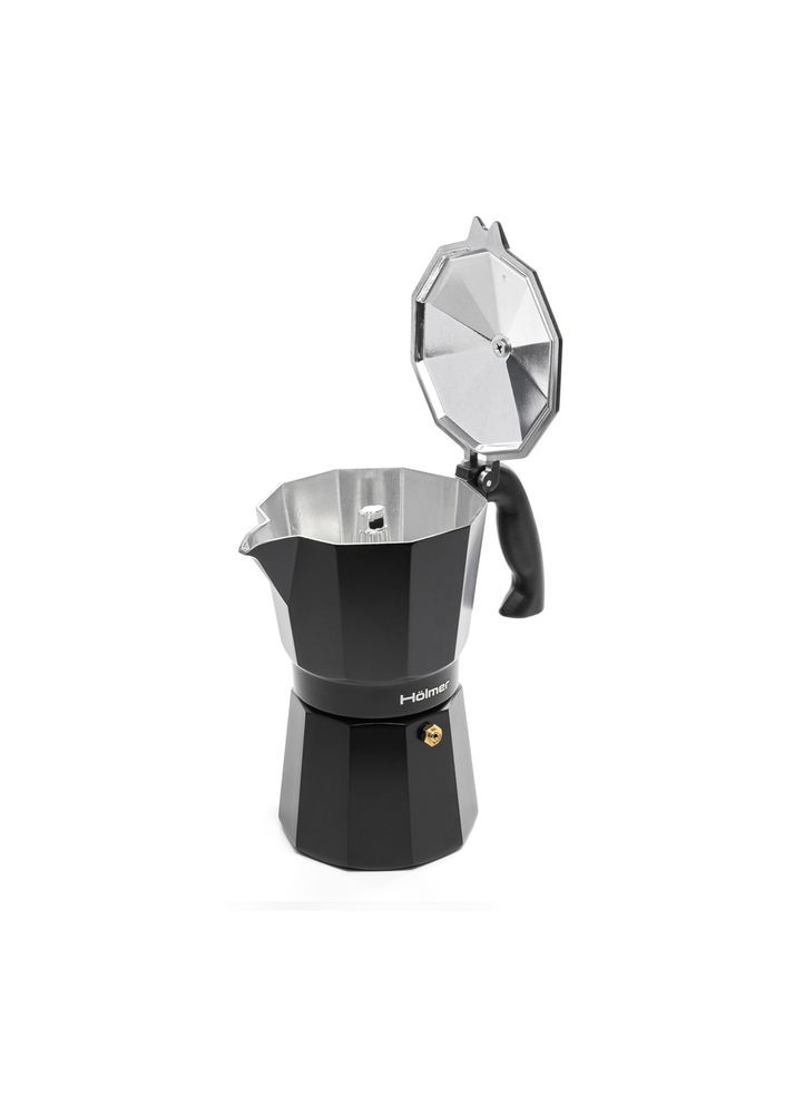 Кофеварка гейзерная 300 мл Black Moon 6 чашек черный алюминий Holmer Кофеварка гейзерная 300 мл Black Moon 6 чашек черный алюминий (315959395)