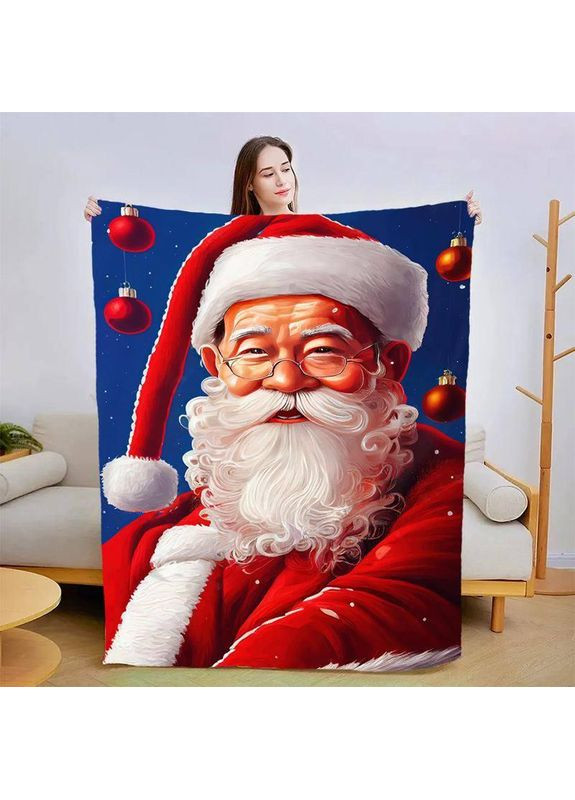 Плед Новогодний Санта качественное покрывало с 3D-рисунком размер 135х160 Україна ТД (369660067)