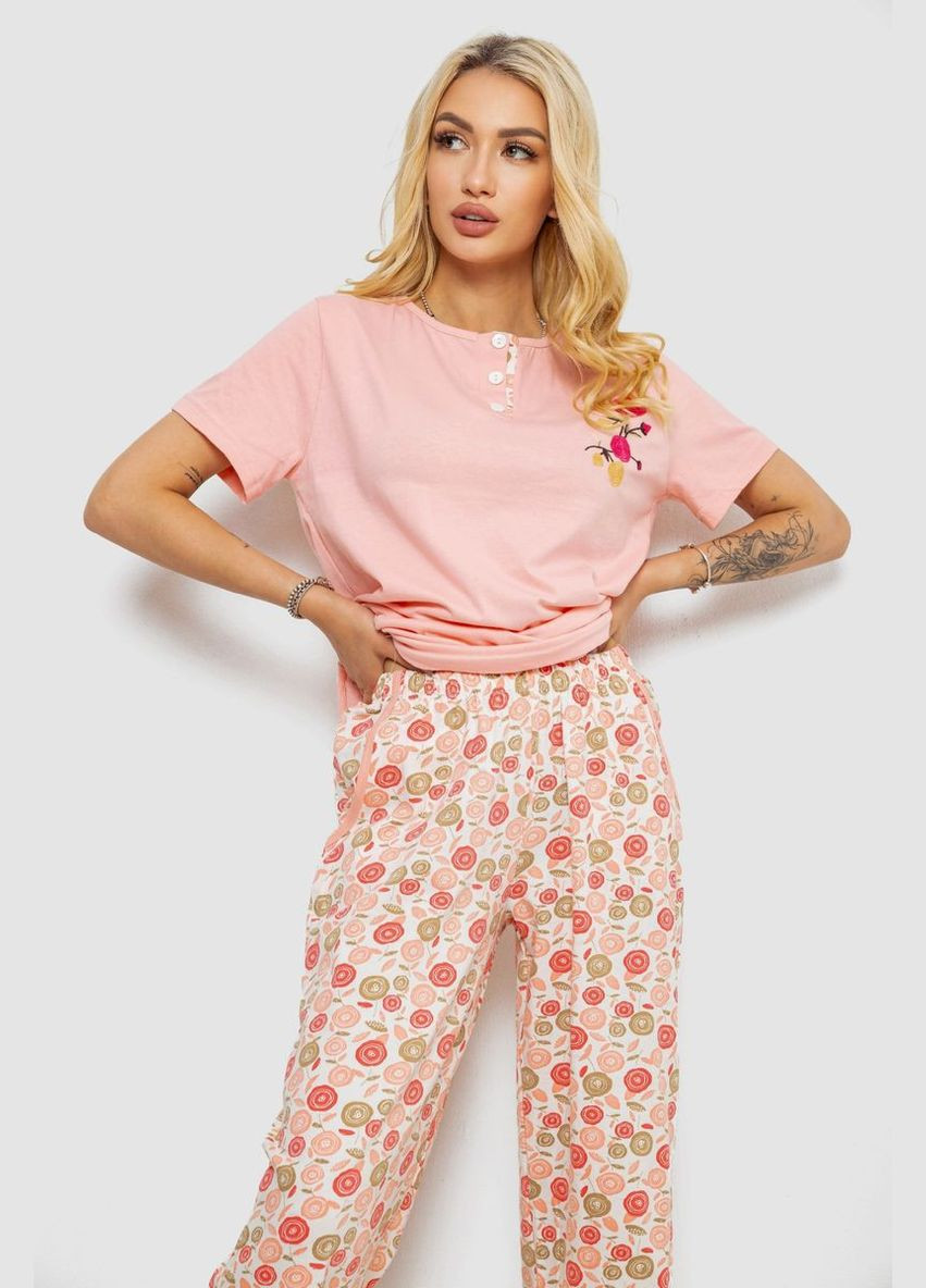 Персикова піжама жіноча з принтом Polkan 243R10353