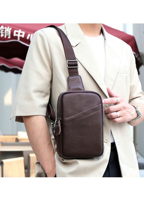 Мужская кожаная сумка черная бананка из натуральной кожи кроссбоди для мужчин нагрудная барсетка ProDobro (363259936)