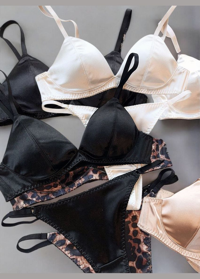 Белый демисезонный комплект женского нижнего белья nude набор трусики бюстгальтер черный No Brand Комплект нижньої білизни Nude