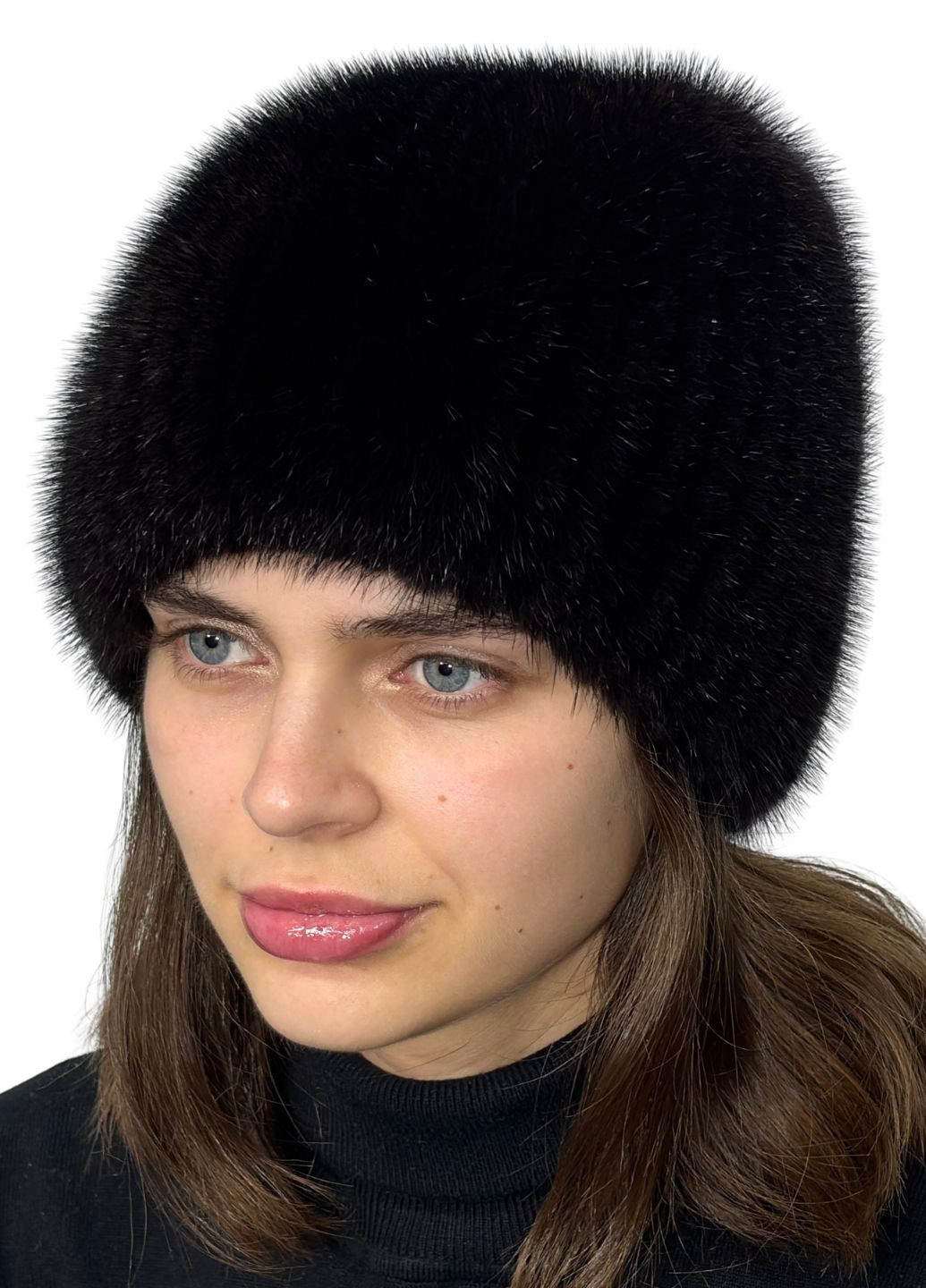 В'язана жіноча хутряна норкова шапка Меховой Стиль Мия (198443644)