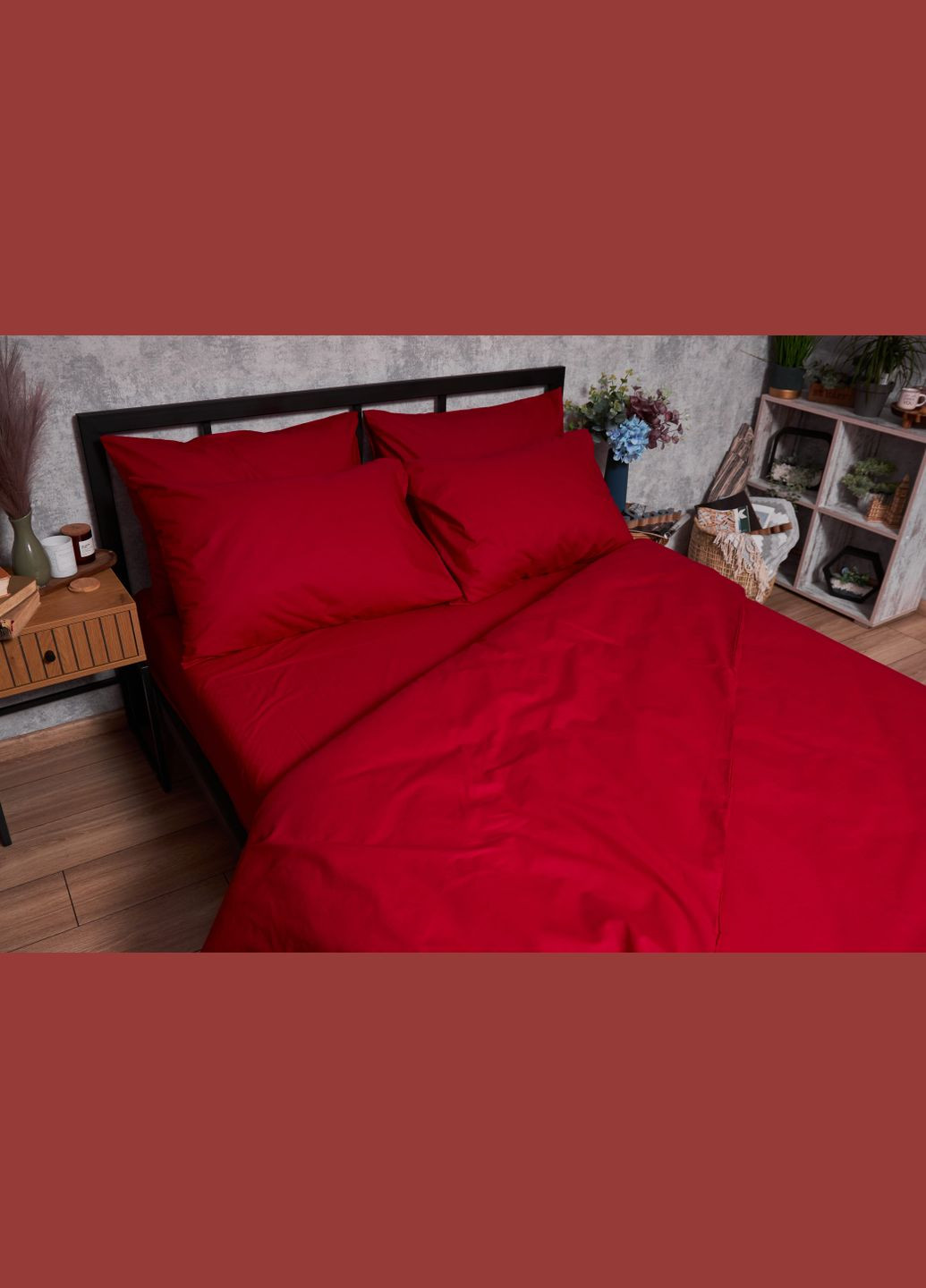 Комплект постільної білизни Бязь Gold Люкс King Size 220x240 наволочки 4х70х70 (MS-820003119) Moon&Star Cherry Red (288043412)