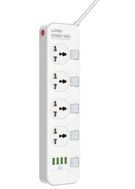 Мережевий подовжувач SC4408 4 розетки 4 USBпорти 2500 W 3.4 A 2 метри Ldnio (280877943)