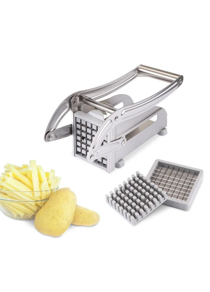 Ручна картоплерізка машинка Potato Cut для нарізки картоплі фрі з нержавіючої сталі 2 насадки різних розмірів Silver No Brand (350349182)